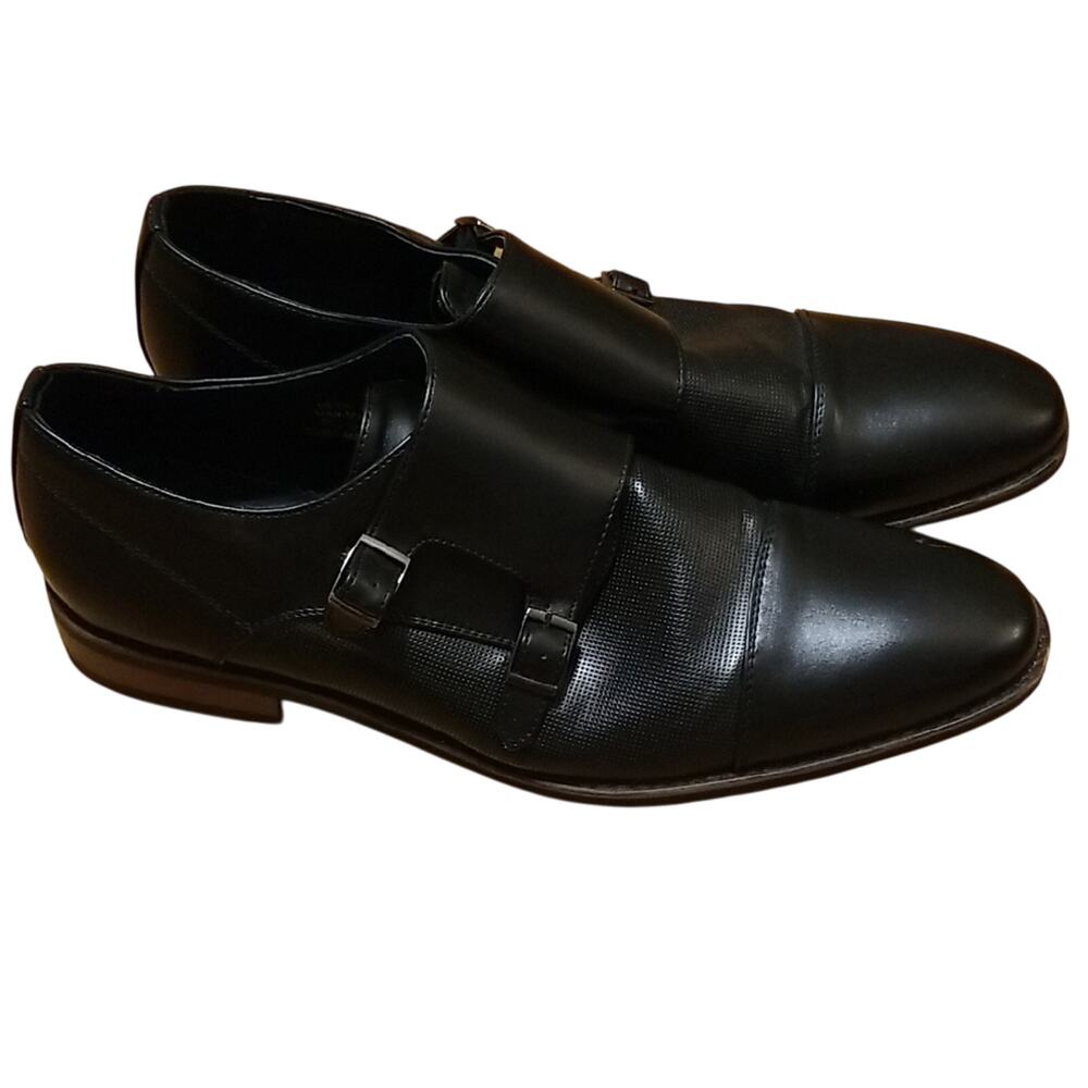 Miralto Mens Black Leather Double Monk Strap Dress Shoes Formal Career Office 13